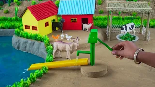 dyi how to make cow shed with mini hand pump water project video |@ minifarmer