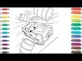 Cute Cartoon Race Car Coloring for Kids Easy Cars Coloring Pages Learn Colors Rainbow On Road