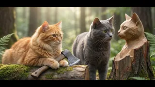 Two Cats Cut the Forest Wood… What They Create at the End Is Shocking 🐱🪵