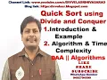 Quick Sort Quick Sort algorithm Divide and Conquer Time Complexity of Quick Sort DAA