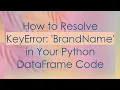 How to Resolve KeyError BrandName in Your Python DataFrame Code