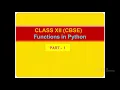 Functions in Python Class 12 Computer Science Defining functions Flow of Control in Functions