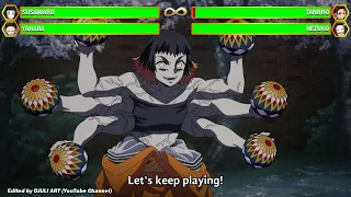 Tanjiro Nezuko VS Temari Demon Arrow Demon WITH HEALTHBARS Yahaba and Susamaru Demon Slayer