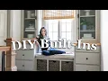 DIY BUILT-INS Bookcases Cabinets and a Window Bench with Storage