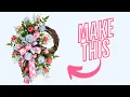 DIY Tulip Grapevine Wreath Spring Wreath Tutorial with Pink Tulips Blue Hydrangea