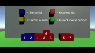 Selection sort visual example in Unity3D