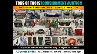 Tool Consignment Auction Ends 23 Casper WY