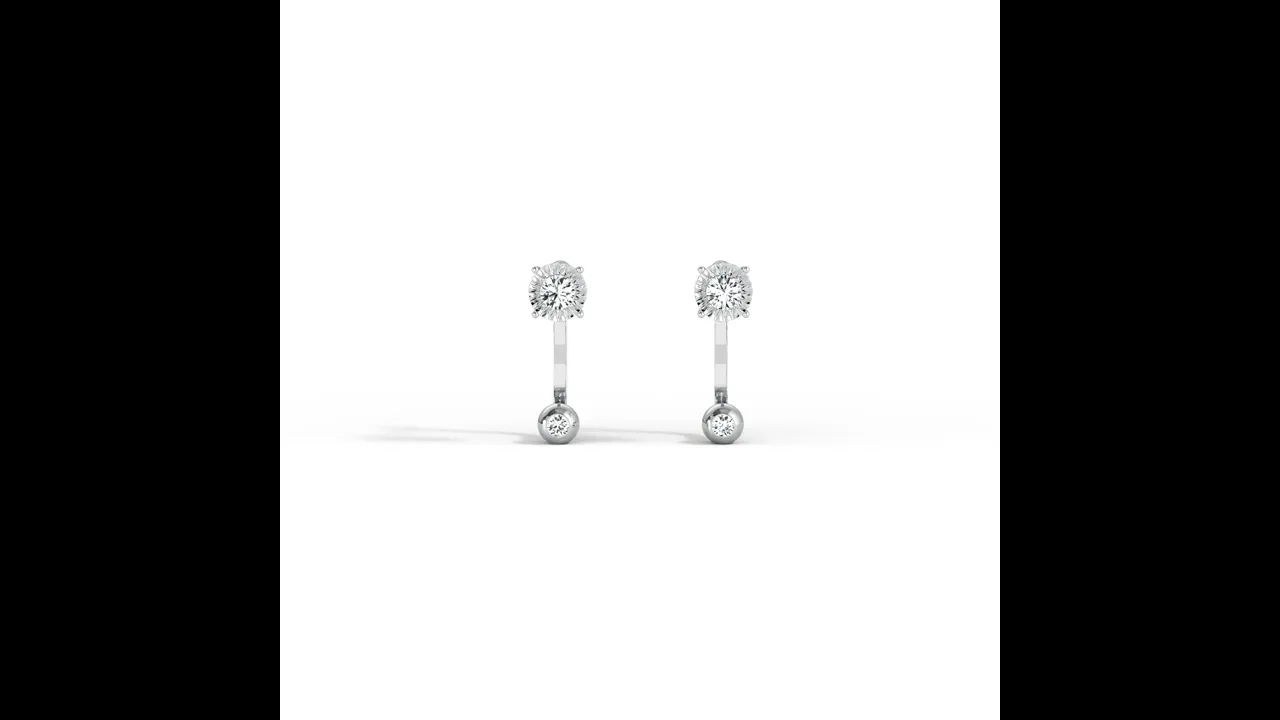 2-in-1 Convertible Round Lab-Grown Diamond Stud & Drop Earrings in Sterling Silver