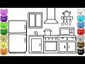 Kitchen Room Coloring Page for Toddlers