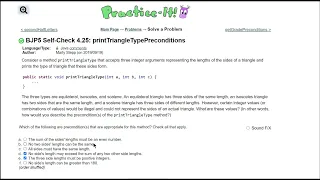 Java Practice It 4 25 printTriangleTypePreconditions method logic