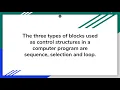 ITN 160 Overview of Control Structures
