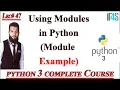 Python Tutorial in Urdu Hindi Using Modules in Python Module Examples in Python