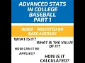 Advanced Stats in College Baseball Part 1 - wOBA