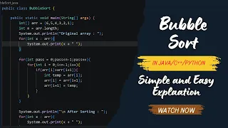 Bubble Sort in Java Dry Run Code Time Space Complexity DSA Tutorial