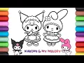 Sanrio Characters Coloring Pages Hello Kitty Kuromi and My Melody