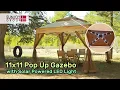 Sunjoy 11x11 Pop Up Gazebo with Solar Powered LED Light Set Up Review