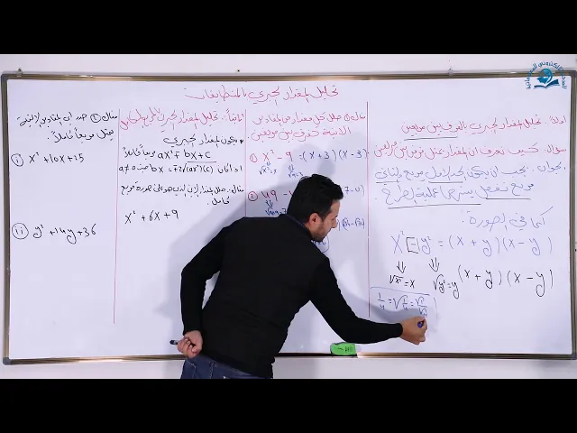 ⁣مادة الرياضيات للصف الثالث المتوسط : تحليل المقدار الجبري بالمتطابقات