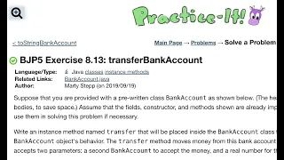 Java Practice It Exercise 8 13 transferBankAccount classes instance methods