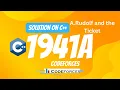 Codefroces 1941A Rudolf and the Ticket Solution on C CPP