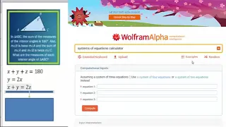 Write and Solve a 3x3 System of Equations using Wolfram Alpha