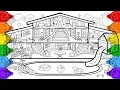 Colorful Dollhouse Painting for Kids How to Draw Paint with Markers Birt ay Candyland 4K