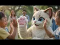 Custom Size White Cat Fursuit Fullsuit Teen Birt ay Party Cosplay Costumes Curved Legs Full Furry