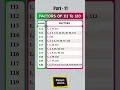 Factors of 111 to 120 | Quick Math Shorts | Part 11 #mathstricks #maths