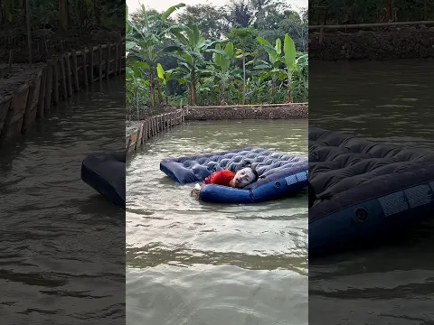 Bego tidur di kasur apung