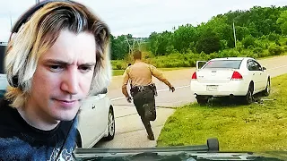 Woman Flees After Cop Changes Her Tire xQc Reacts