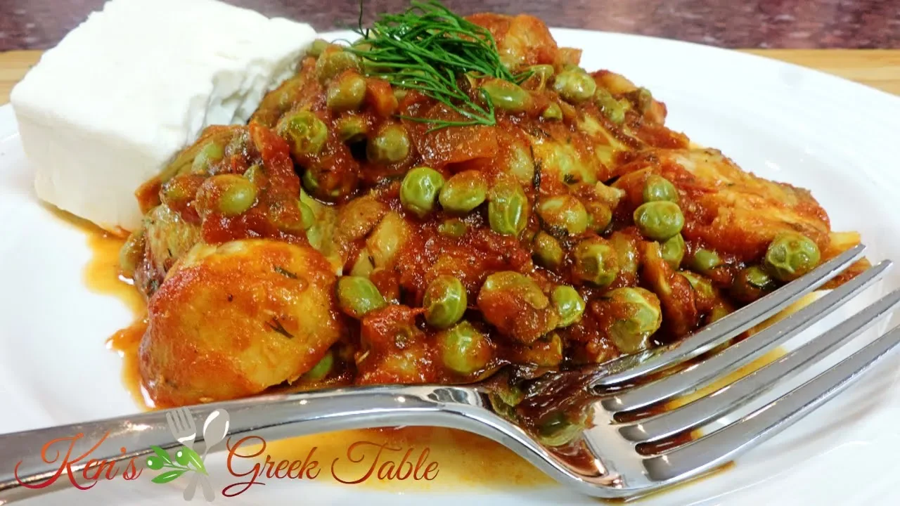 Greek Style Artichoke & Pea Stew   Vegan Greek Recipes