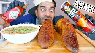 اصوات الاكل الحقيقية لسان بقرة ولسان ثور عملاقين ASMR Eating Sounds Giant Beef Tongues 