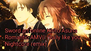 Download Sword art online Kirito Asuna Romantic [AMV] I really like you (Nightcore remix) MP3