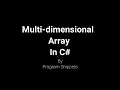 Multidimensional Array In C