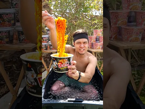 Eating Buldak Fire Noodles in an Ice Bath