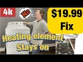 Electric Dryer grounded Heating Element Stays on - testing and diagnosing step by step Whirlpool