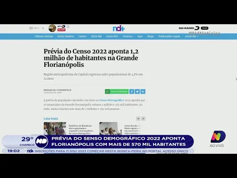 Prévia do Censo Demográfico 2022 aponta Florianópolis com mais de 570 mil habitantes