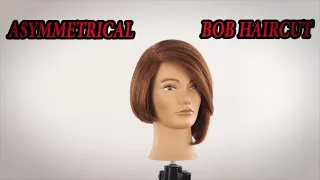 How to cut asymmetrical bob carre step by step easy tutorial short bob haircut