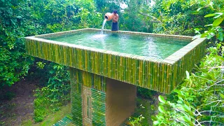 Building The Most Amazing Bamboo House with Roof Top Swimming Pool and Underground Tunnel Pool Home