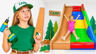 Nastya construiu um parque de diversões em casa para seus amigos
