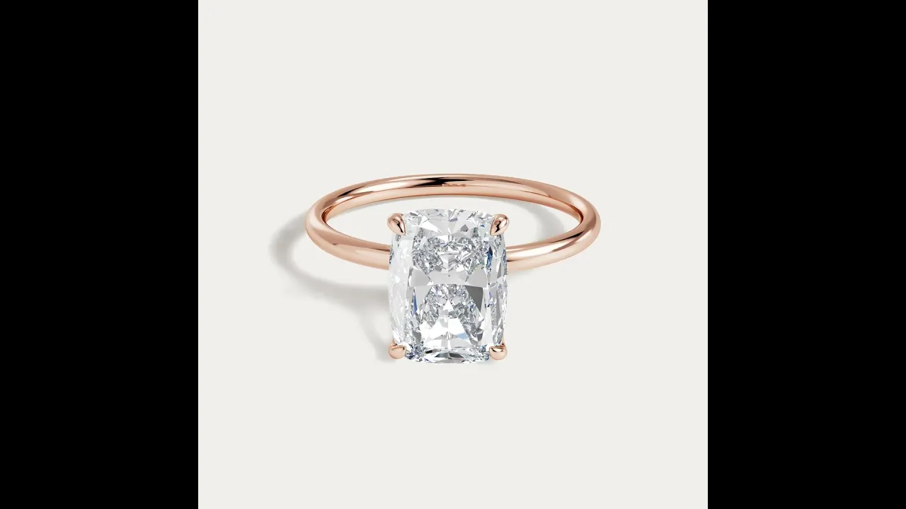 Sybil丨Elongated Cushion Lab Diamond Hidden Accent Solitaire Engagement Ring