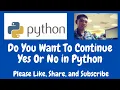 Do You Want To Continue Yes or No in Python