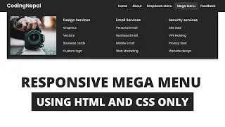 Responsive Mega Menu and Dropdown Menu using only HTML CSS Part - 2
