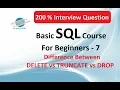 SQL delete vs truncate - delete and truncate difference