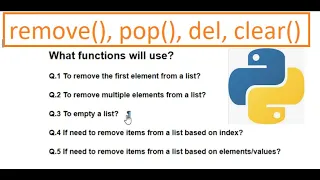 Python functions - remove pop del clear