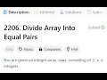 2206 Divide Array Into Equal Pairs LeetCode POTD Hashing