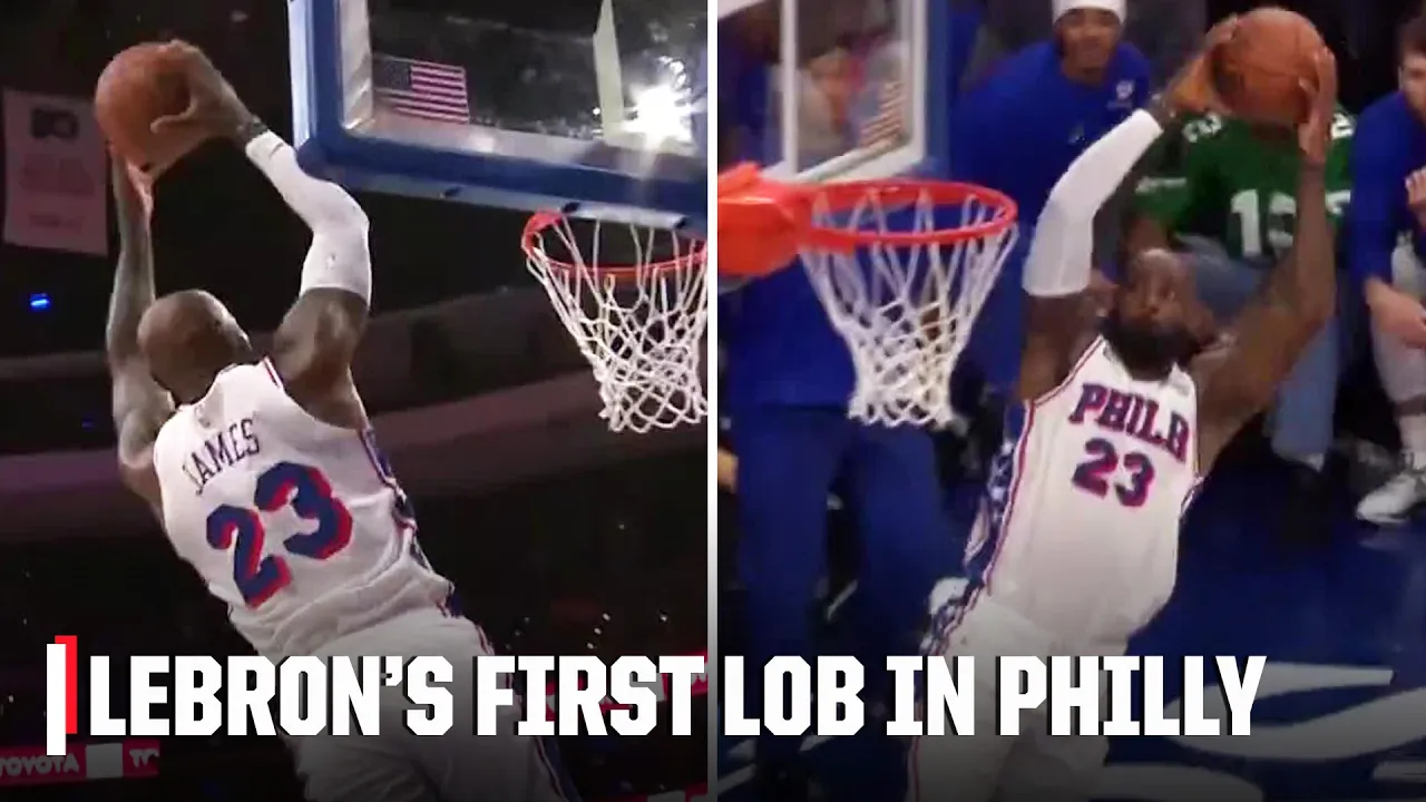 TYRESE MAXEY LOB TO LEBRON JAMES FOR THE FIRST TIME IN PHILLY 🔥| NBA on ESPN