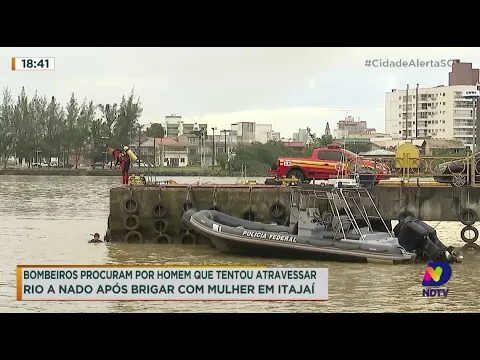 Bombeiros procuram por homem que tentou atravessar rio a nado após brigar com mulher em Itajaí