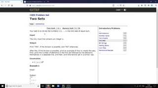 PYTHON Two Sets Algorithm - CSES Introductory Problems