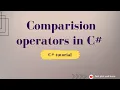 C Comparison operators C Tutorial for beginners