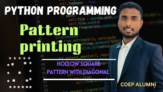 Python programming Pattern Printing Hollow Square Pattern With Diagonal